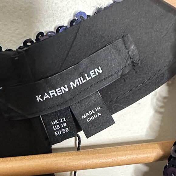 KAREN MILLEN Curve Sequined Wide Leg Jumpsuit Navy Blue Sz 18 NWT {172} - Picture 6 of 8